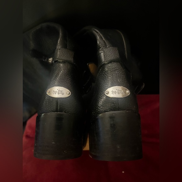 COACH over the knee black leather boots, 2.5” heel,silver accents, size 8 - Picture 6 of 13